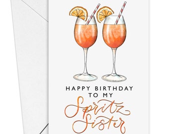 Carte d'anniversaire Aperol Spritz - Joyeux anniversaire à ma soeur spritz