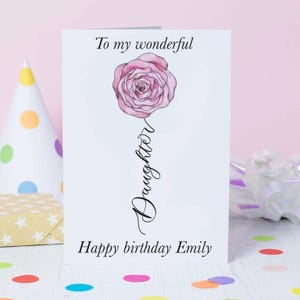 Tarjeta de cumpleaños para hija - Feliz cumpleaños a mi hija - tarjeta con lazo rosa