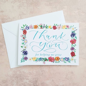Cartão de agradecimento personalizado - obrigado por me ajudar a crescer