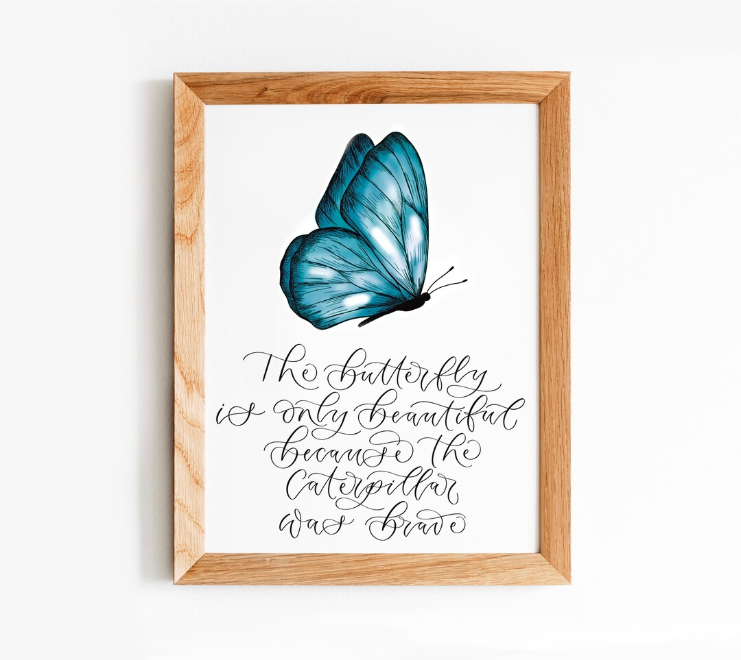 Teal Butterfly Inspirational Quote Print - Etsy