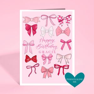 Pinke Geburtstagskarte mit Schleife - Geburtstagskarte mit ganz viel Liebe