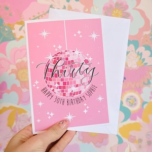 Carte 30e anniversaire - Carte 30e anniversaire personnalisée - Carte 30e anniversaire boule disco