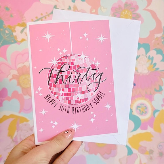 Personalized 30th Birthday Card: Disco Ball, Recycled Card - Etsy