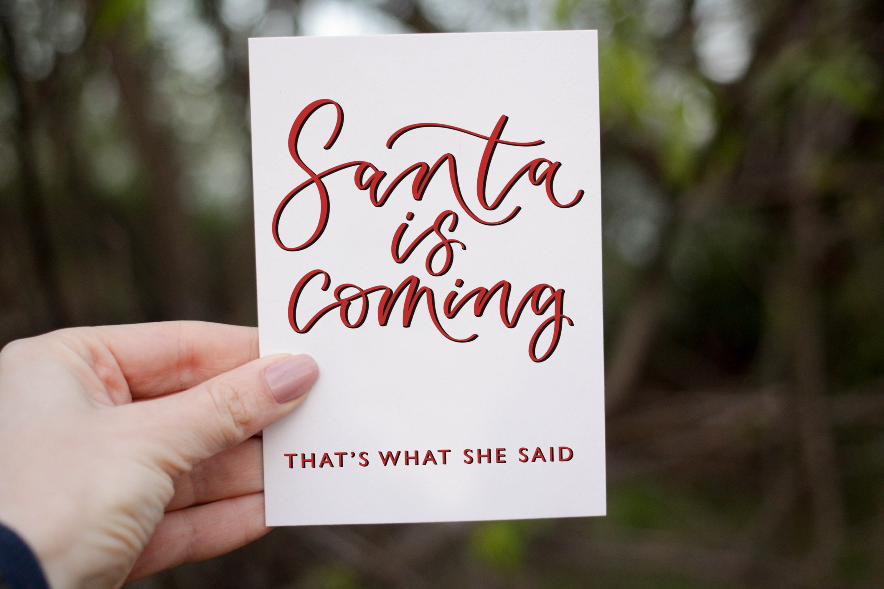 Rude Christmas Card Santa is Coming That's What She - Etsy UK