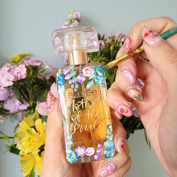 Hand-painted & Engraved Perfume Bottle: Custom Floral Design