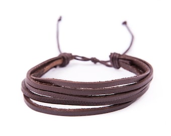 Multi Strand Leather Bracelet / Mens Leather Bracelet / Bracelet Homme / Mens Bracelet / Leather Cuff / Husband Gift / Mens Bracelet Leather