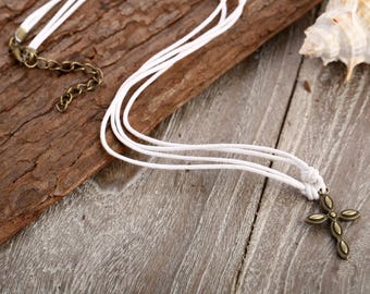 Cross Pendant Necklace // Cross Necklace // Christian Necklace // Cord Necklace // String Necklace // Cotton Necklace With Cross