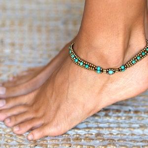 Turquoise Anklet // Turquoise Ankle Bracelet // Anklets For Women // Women Anklet // Indian Anklet // Beach Anklet // Hippie Anklet image 1