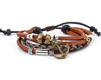 Anchor Bracelet // Nautical Bracelet // Men Leather Bracelet // Leather Men Bracelet // Leather Bracelet For Men / Nautical Leather Bracelet