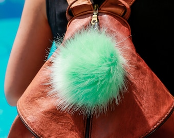 Bag Charm Pom Pom Keychain for woman // Fur Keychain Handbag Charm Furry Keychain // Purse Charm // Fur Bag Charm Pompom Key Chain