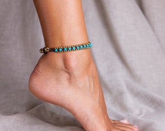 Pearl turquoise Anklet // Shell Anklet // Beach Jewelry // Beach Anklet // Tobillera // Beach Ankle Bracelet // Ankle Bracelet for Women