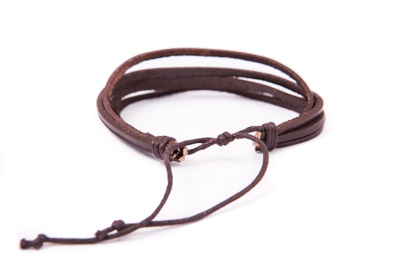 Multi Strand Leather Bracelet / Mens Leather Bracelet / | Etsy