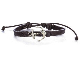Men's Leather Bracelet // Leather Bracelet For Men // Nautical Bracelet // Anchor Bracelet // Man Leather Cuff // Sailor Bracelet