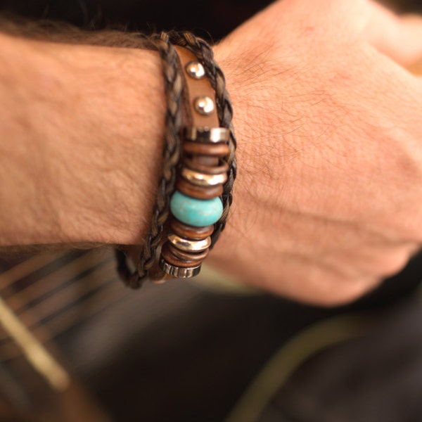 Mens Bracelet // Mens Leather Bracelet // Leather Bracelet For Man // Male Bracelet // Johnny Depp Jewelry // Johnny Depp Bracelet