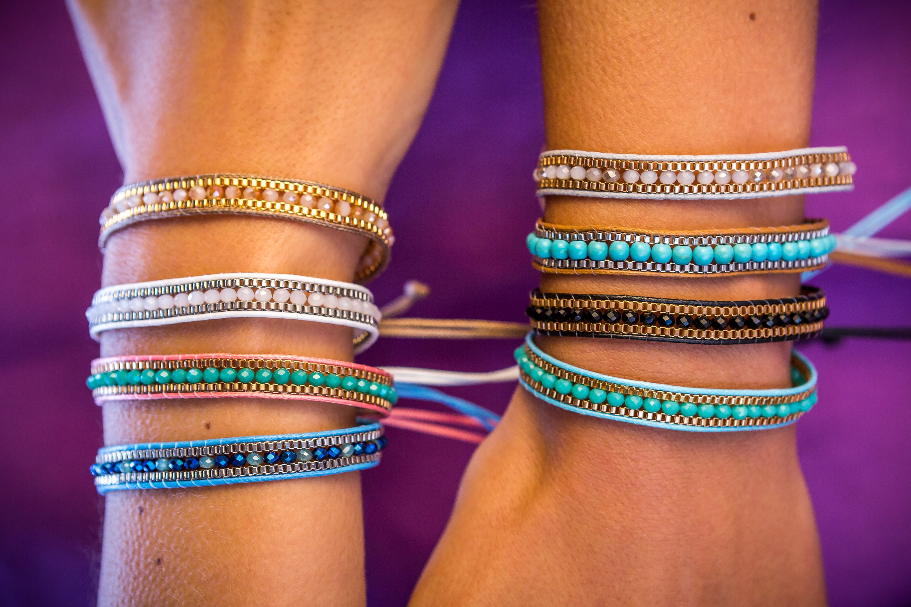 Black Beaded Bracelet Boho Adjustable Bracelet for Women Etsy