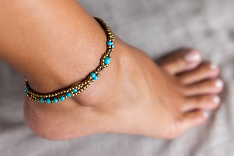 Turquoise Anklet // Turquoise Ankle Bracelet // Anklets For Women // Women Anklet // Indian Anklet // Beach Anklet // Hippie Anklet image 8