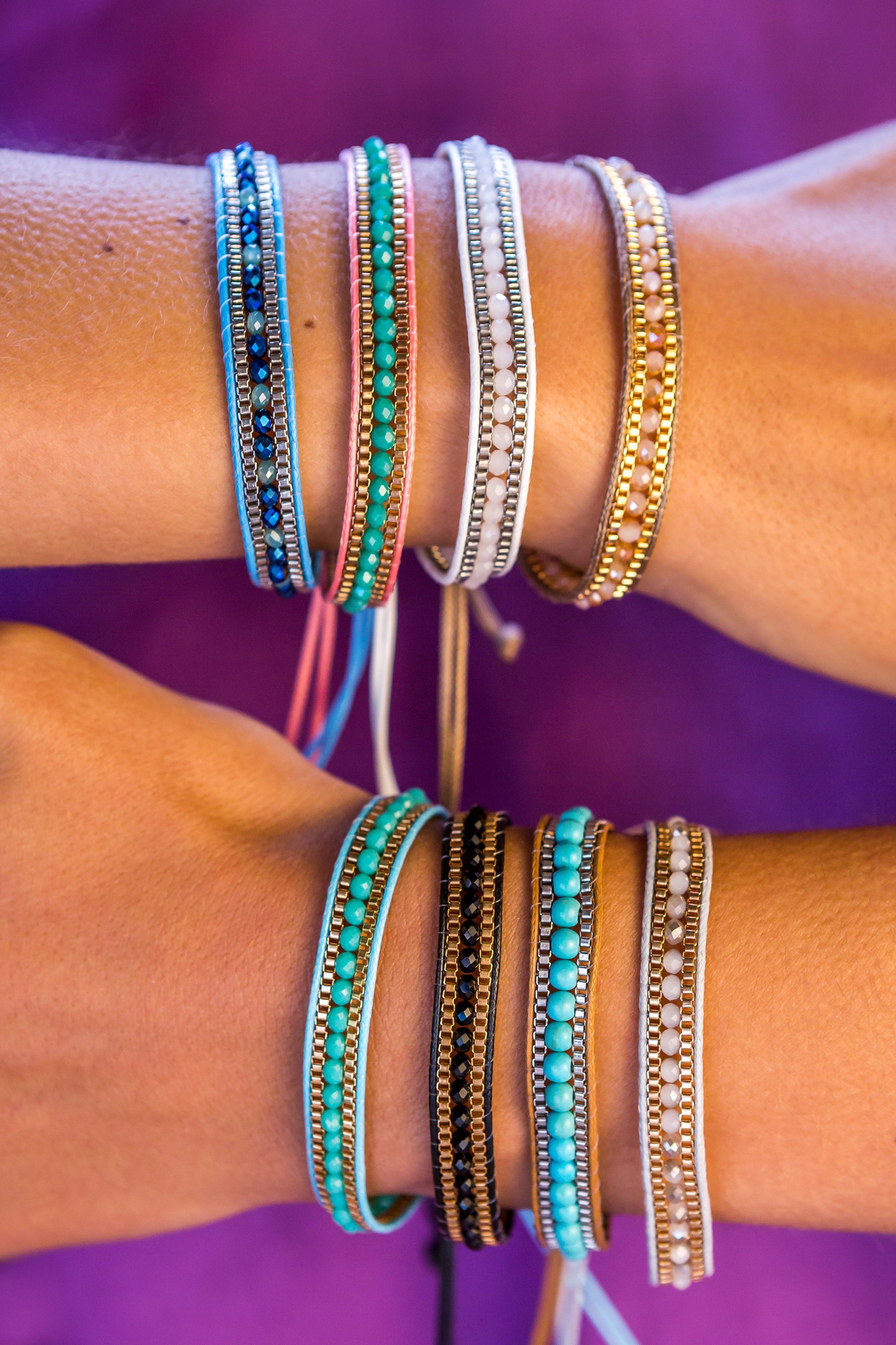 Black Beaded Bracelet Boho Adjustable Bracelet for Women Etsy