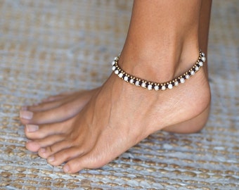 Pearl Anklet // Shell Anklet // Beach Jewelry // Beach Anklet // Tobillera // Beach Ankle Bracelet // Ankle Bracelet for Women // Bracciali