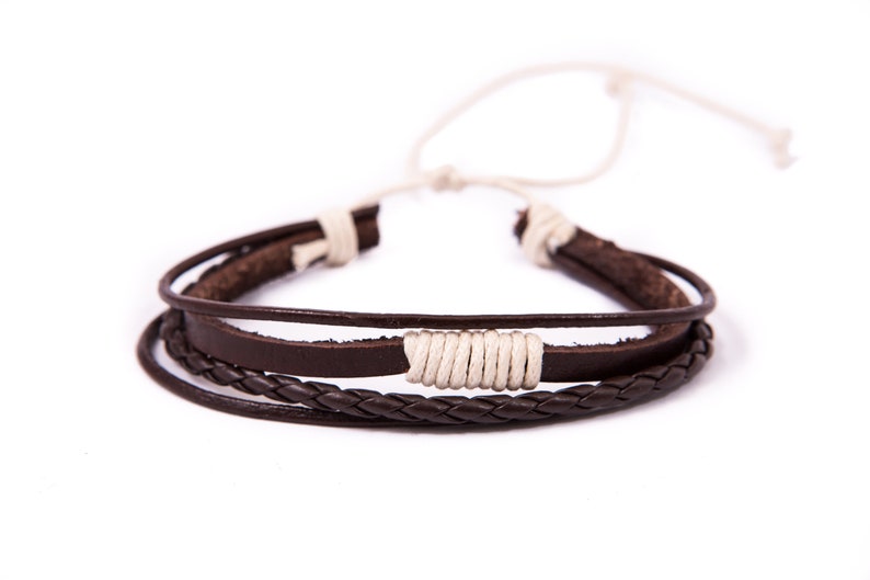 Leather Bracelet Set of 4 / Boyfriend Gift / Mens Leather Bracelet / Multi Strand Bracelets / Bracelet Homme / Mens Jewelry / Mens Bracelet image 3