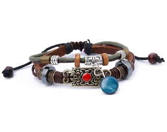 Bransoletka damska Boho // Biżuteria hipisowska dla kobiet // Bransoletka damska Hippie // Bransoletka cygańska // Bransoletka plemienna // Bransoletka skórzana