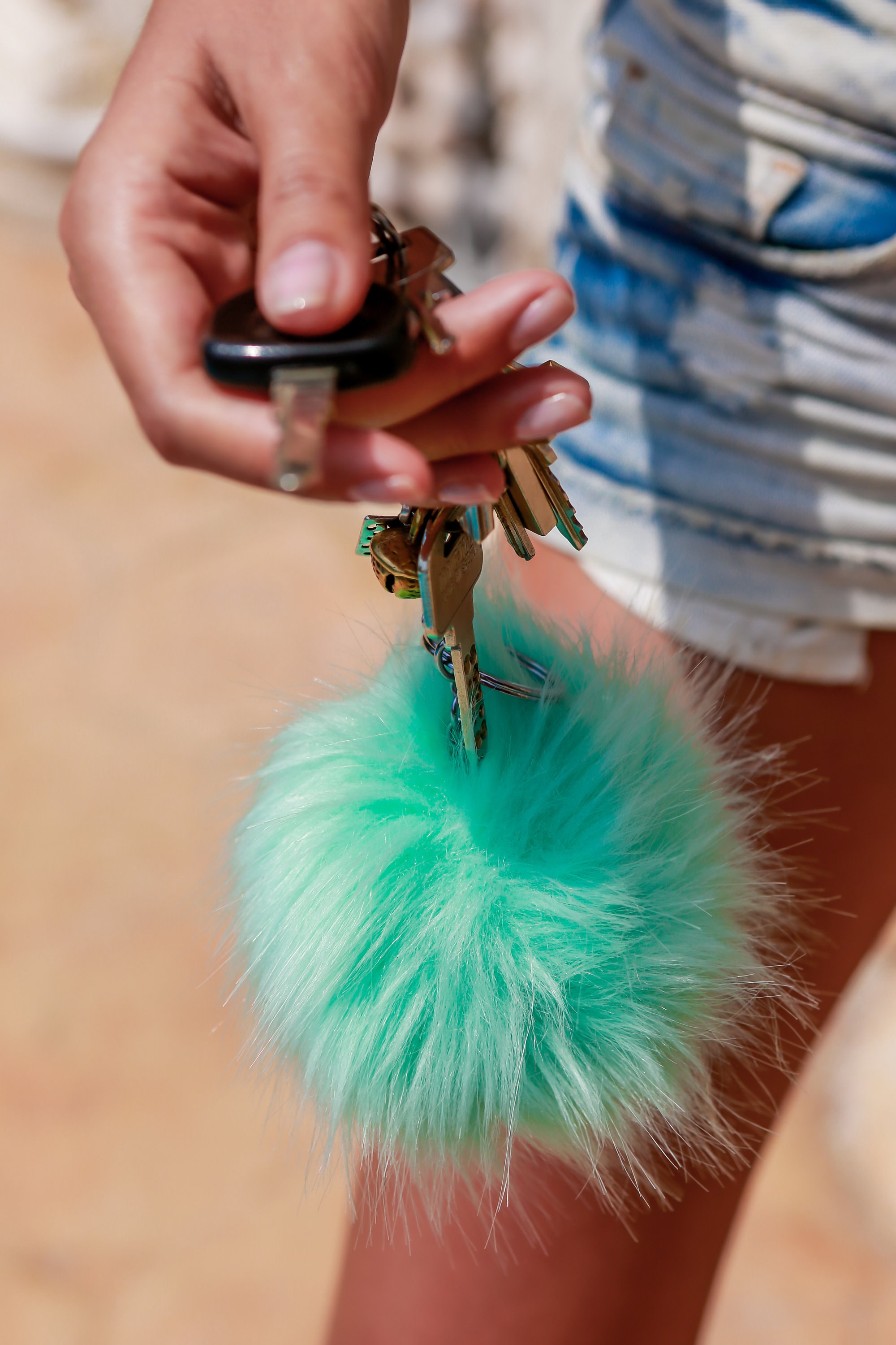 Bag Charm Pom Pom Keychain for Woman // Fur Keychain Handbag Etsy UK