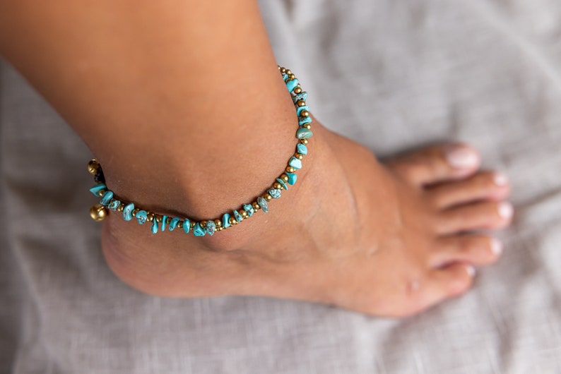 Turquoise Anklet // Turquoise Ankle Bracelet For Women // Women Anklet // Women Ankle Bracelet // Anklets For Women // Beach Anklet image 5