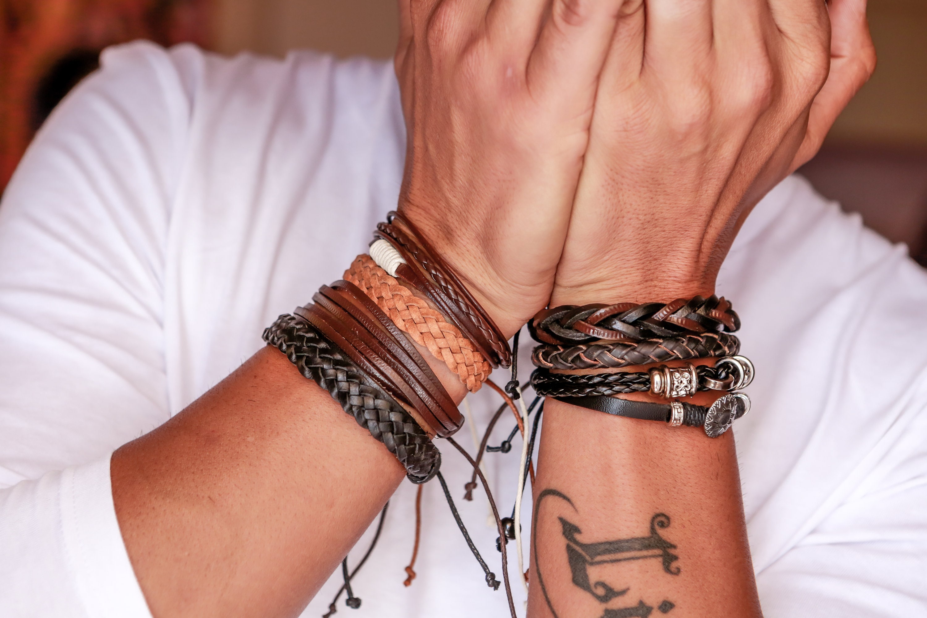 Multi Strand Leather Bracelet / Mens Leather Bracelet / Etsy