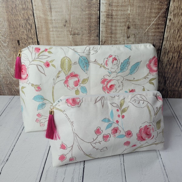 Pink Floral | Washbag Makeup Set | Waterproof Lining | Makeup | Cosmetic | Bag