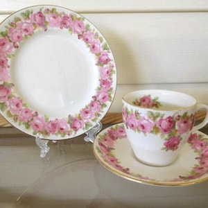 Royal Doulton baby rose vintage trio cup saucer,plate