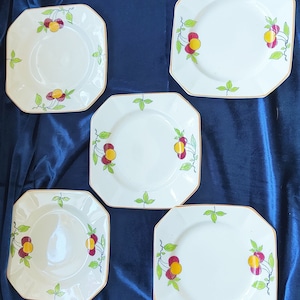 MYOTT SON & co art deco hand painted cherry plates x 5