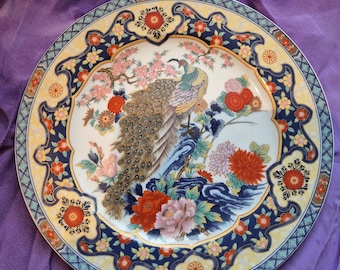 Japanese vintage peacock plate