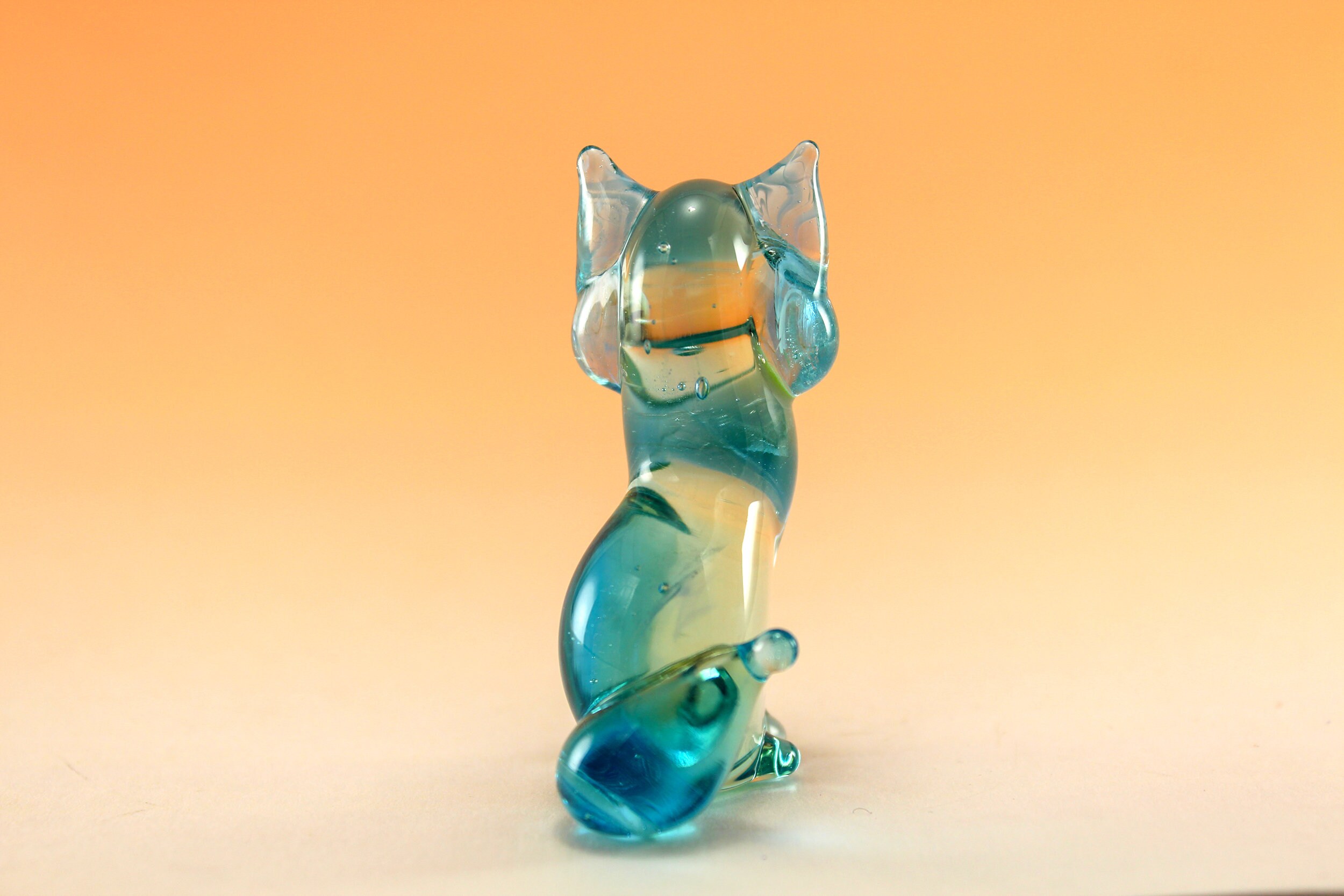 Cat Glass figurine Kitten figure Glass Sculpture Glass Etsy