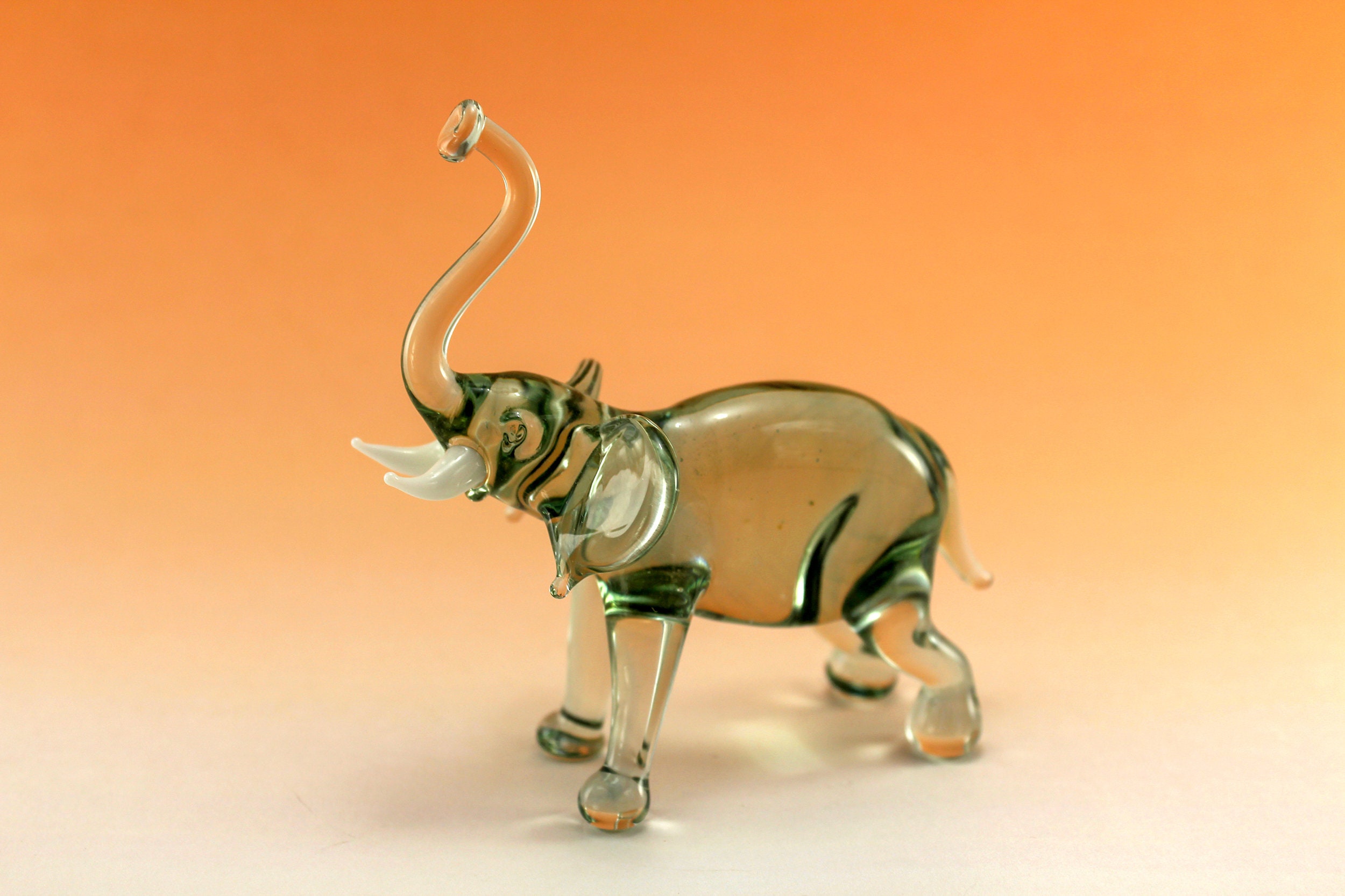Color Glass elephant art glass home decor glass elephant fused Etsy