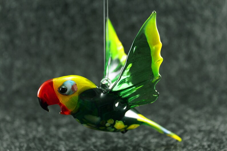 Hand blown glass Parrot bird stained glass suncatcher Etsy