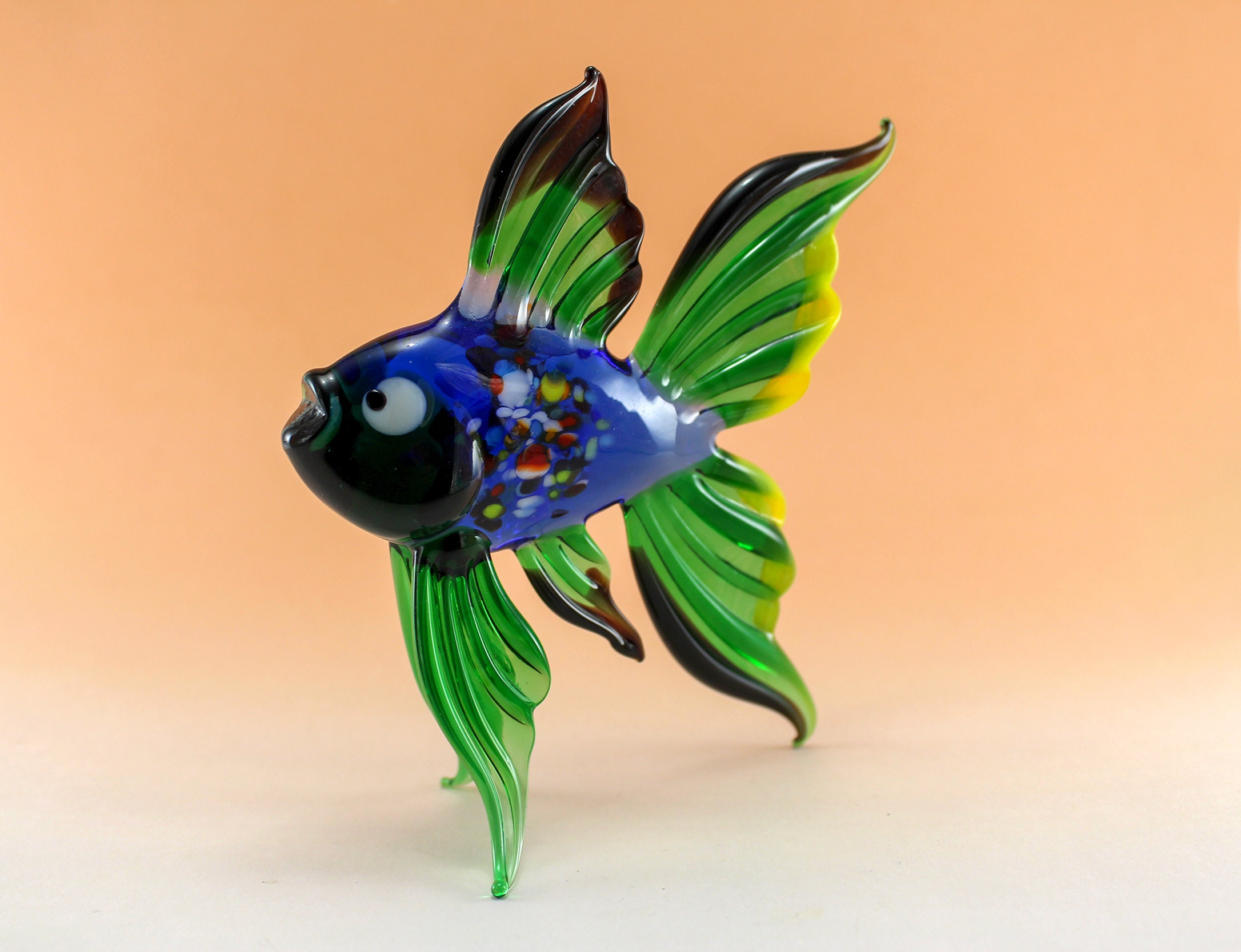 Glass Fish Figurine Fish Sculpture Fish Figure Glass Figurine Etsy