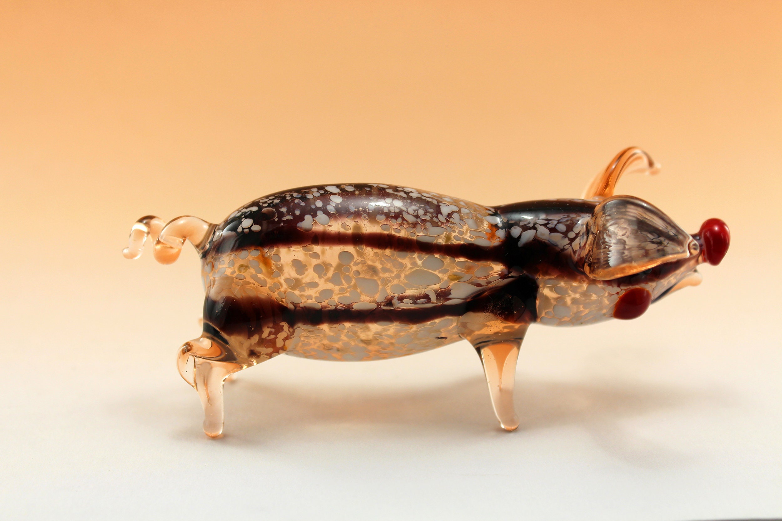 Glass Pig Figurine Art Glass Home Decor Glass Pig Fused Etsy