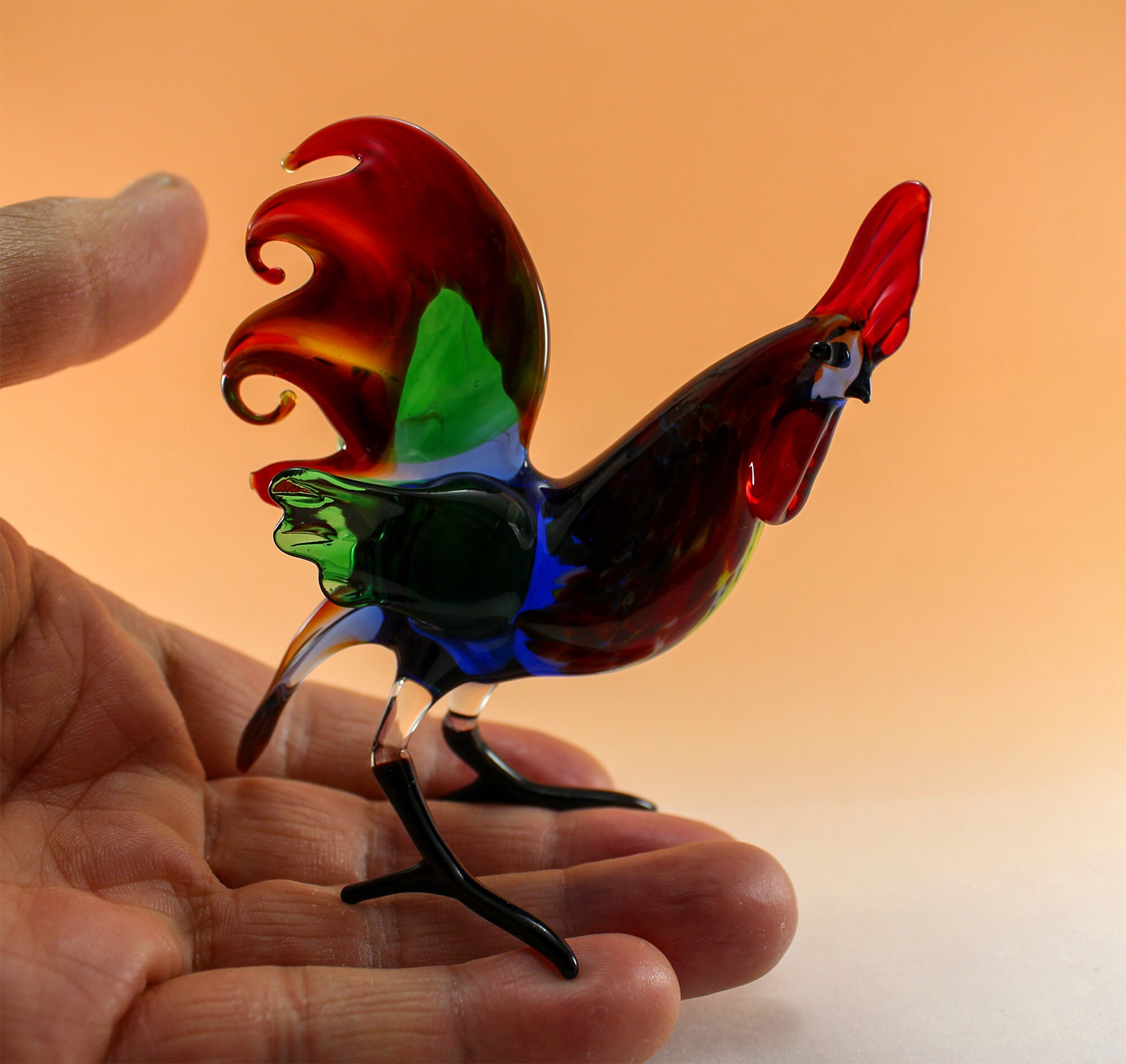 Hand Blown Glass Rooster Bird Chicken Decor Etsy