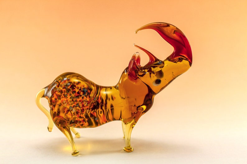 Rhinoceros Figurine Glass Animals Glass Figurine Blown Etsy