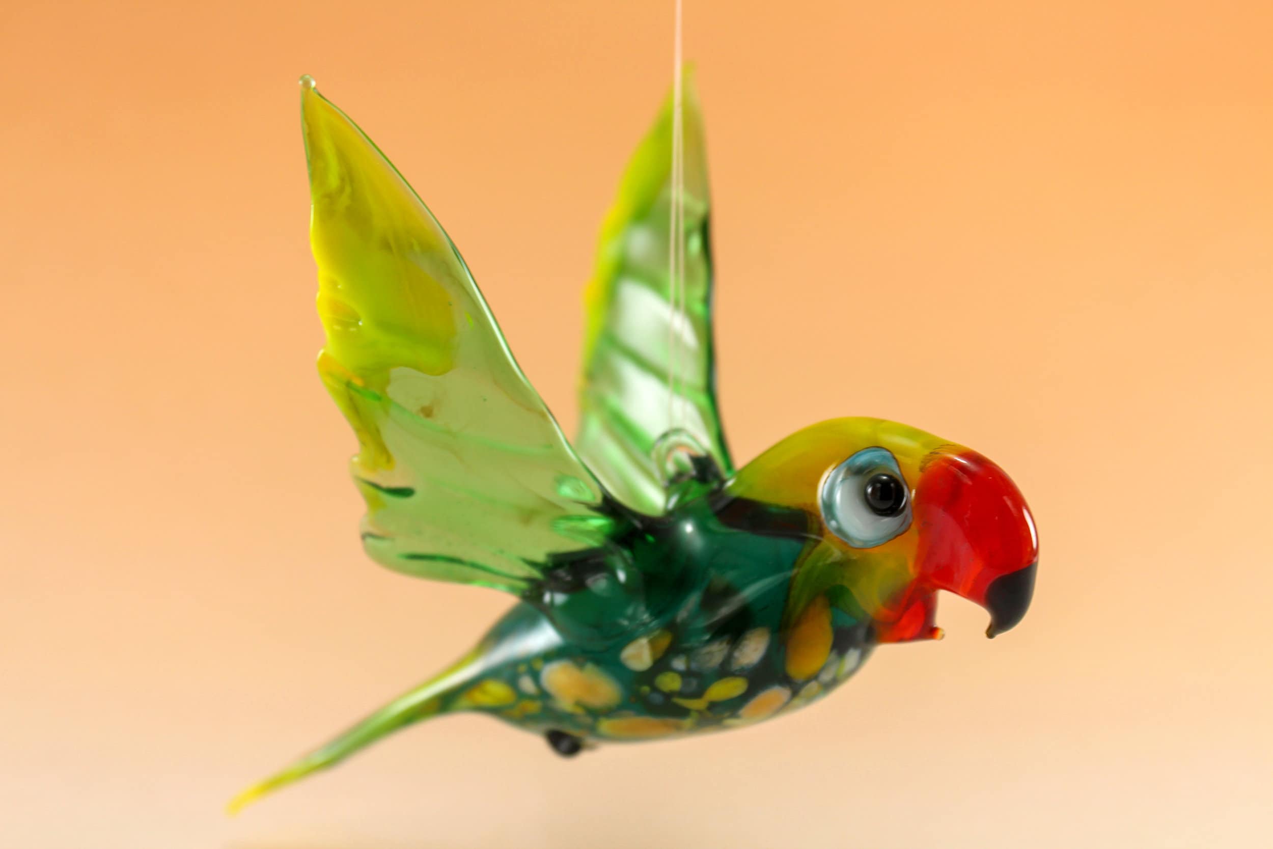 Hand blown glass Parrot bird stained glass suncatcher Etsy