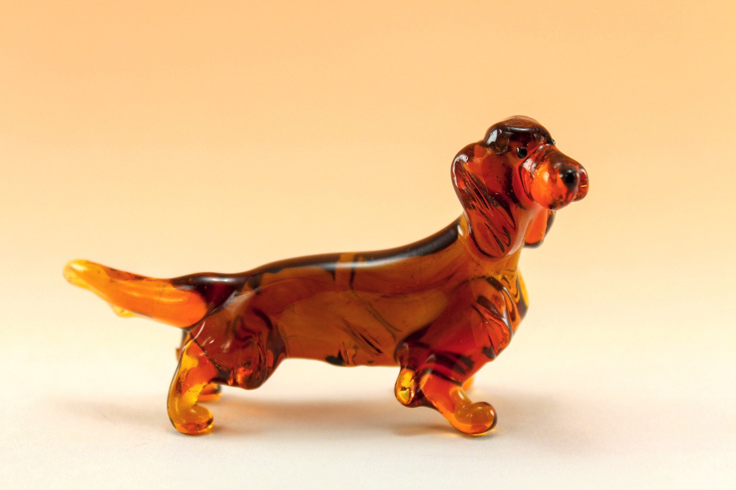 Color Glass longhaired dachshund Figurine.Dog Figurine Etsy