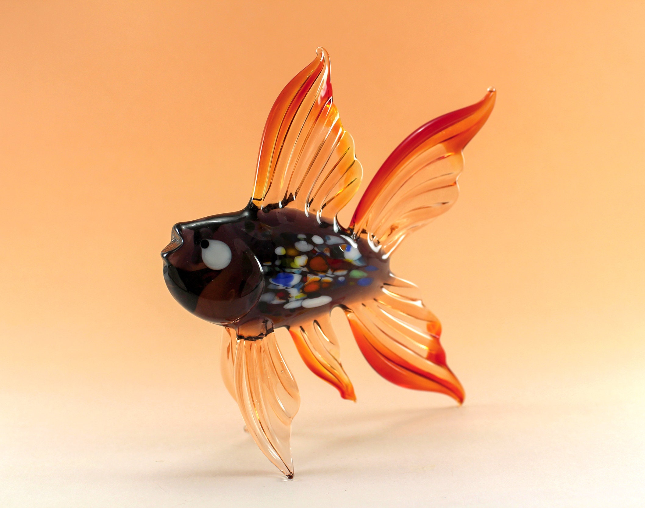 Glass Fish Figurine Fish Sculpture Fish Figure Glass Figurine Etsy