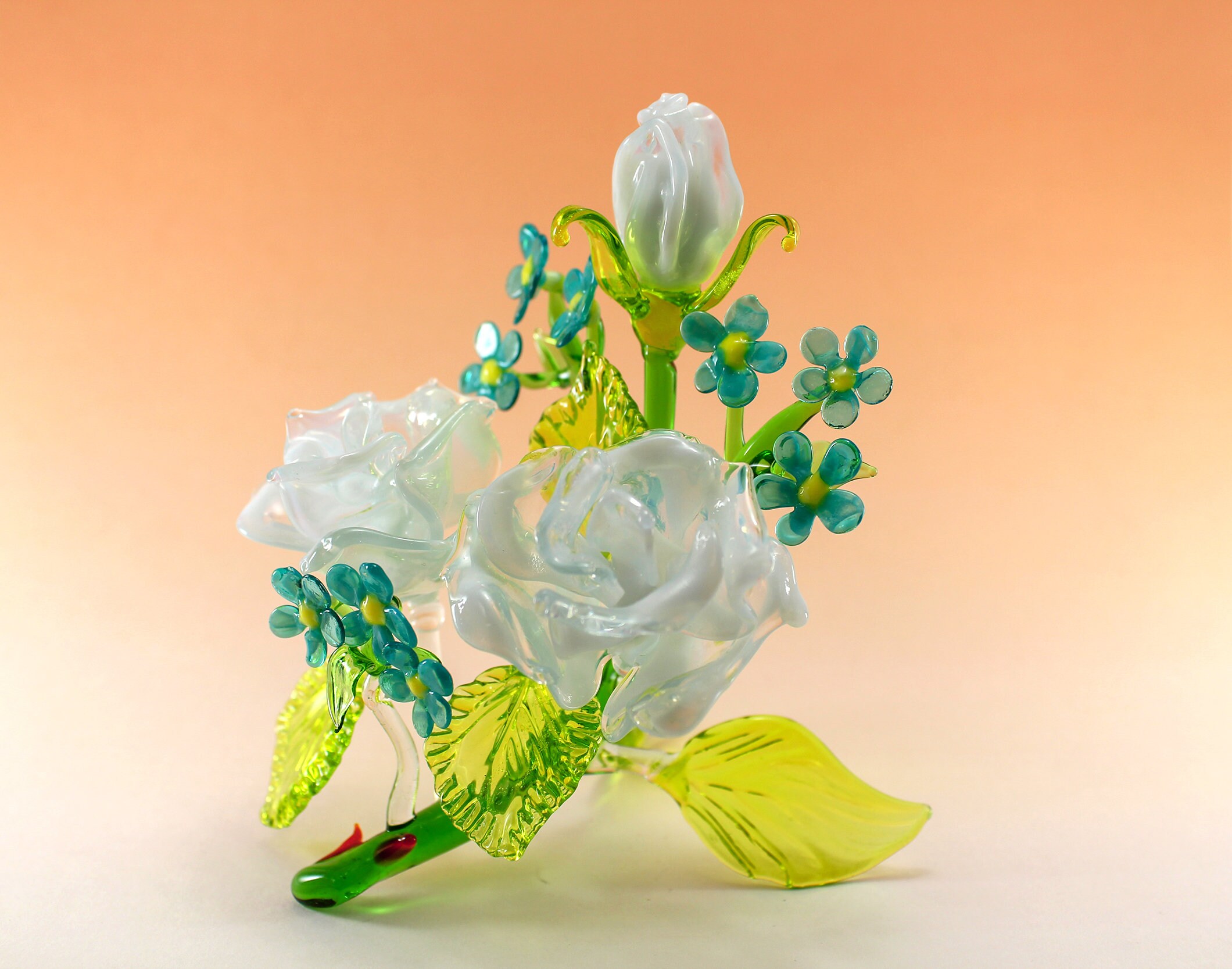 GLASS ROSE Glass flower Glass art Red rose Flower gift Etsy