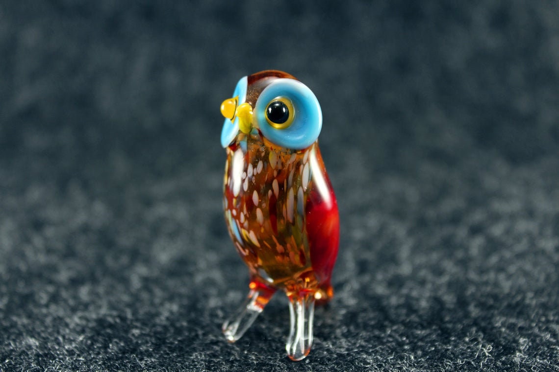 Glass owl Glass bird Glass figurine Owl gift Etsy
