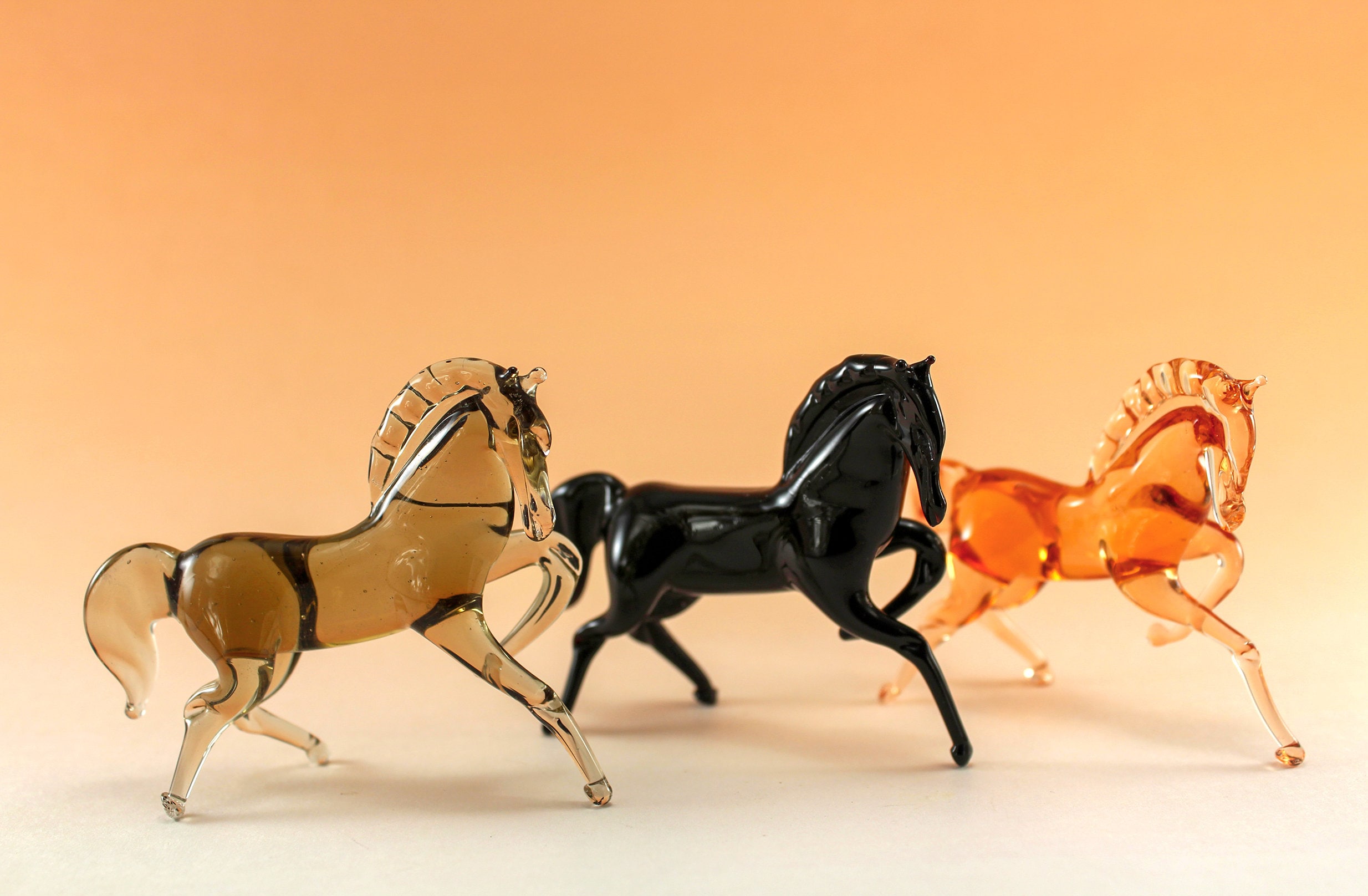 Glass horse art glass home decor black horse fused glass Etsy