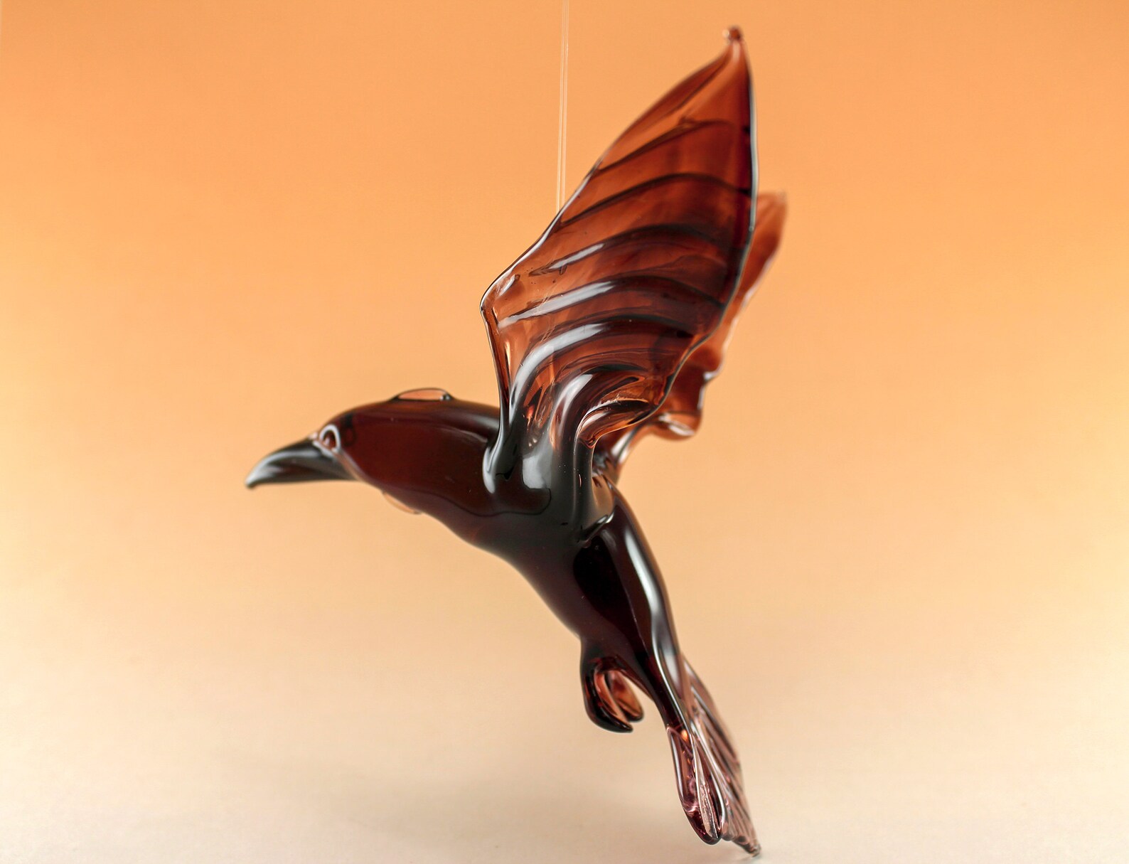 Flying raven Glass birds Art glass Etsy