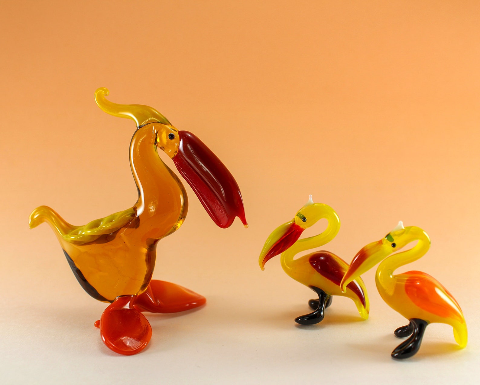 Glass Pelican figurine Glass animals Fused glass Glass Etsy