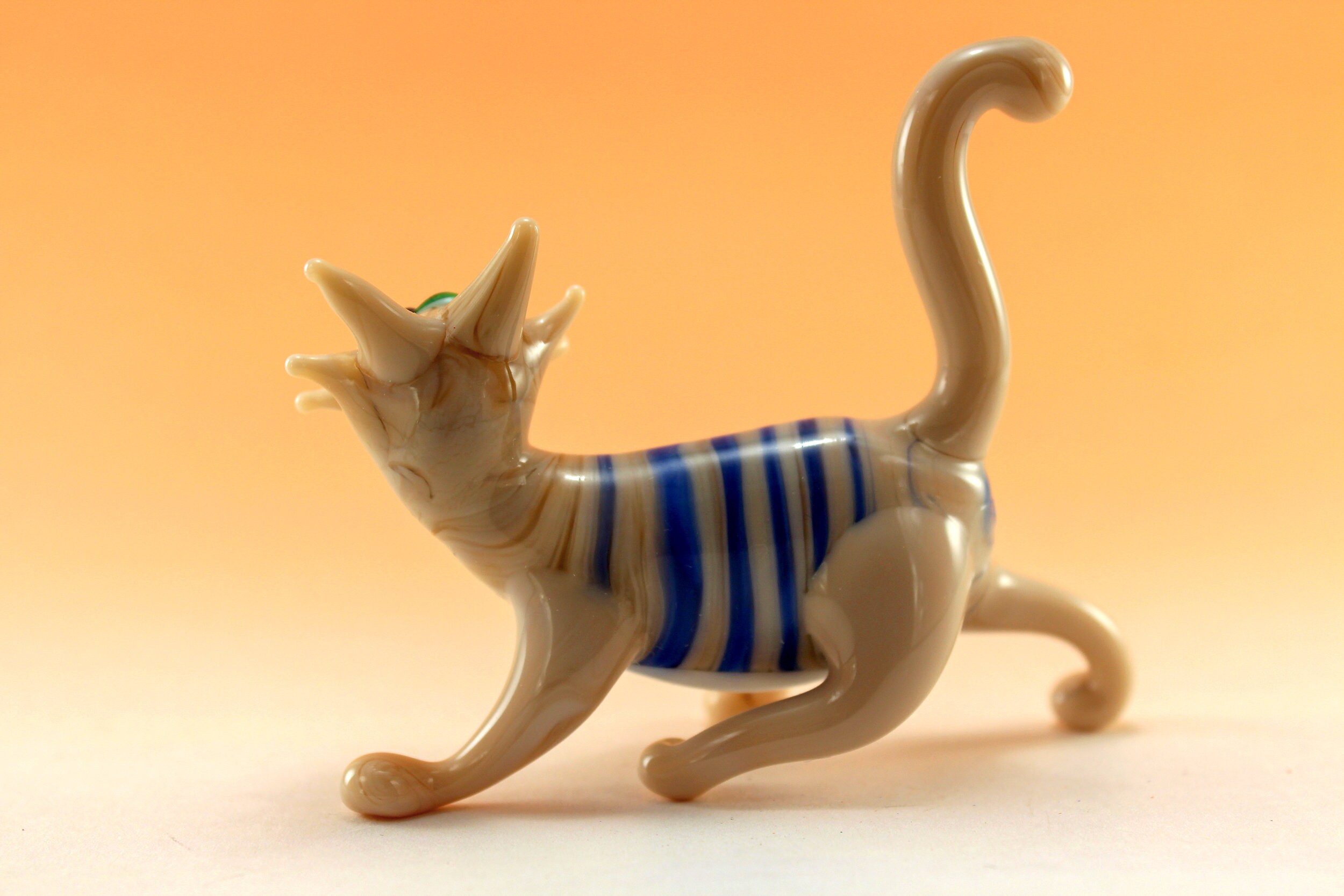 Cute Glass Cat Figurine Glass Cat Glass Animal Sculpture Glass Etsy