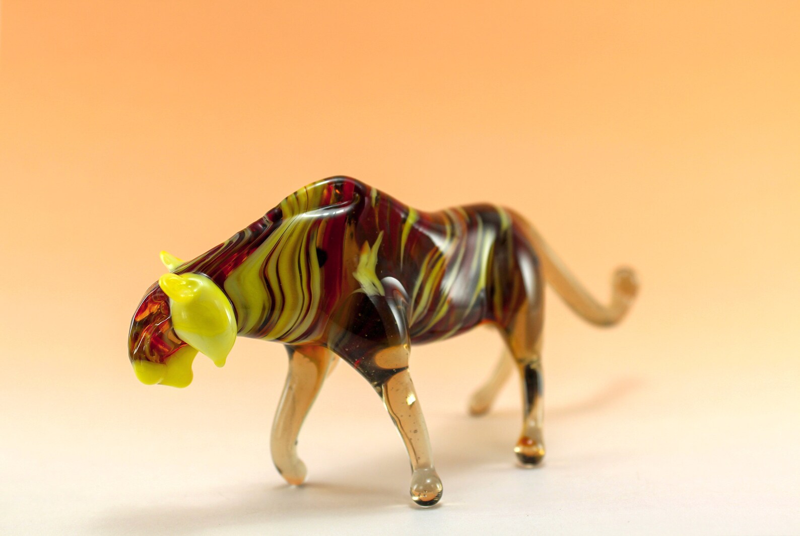 Glass tiger glass figurine home decor fused glass tiger Etsy