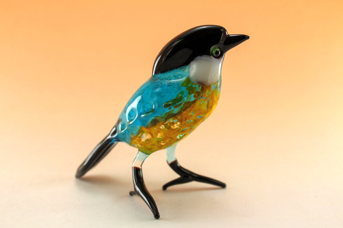 Glass Titmouse Bird Murano Glass Bird Fused Glass Bird Etsy