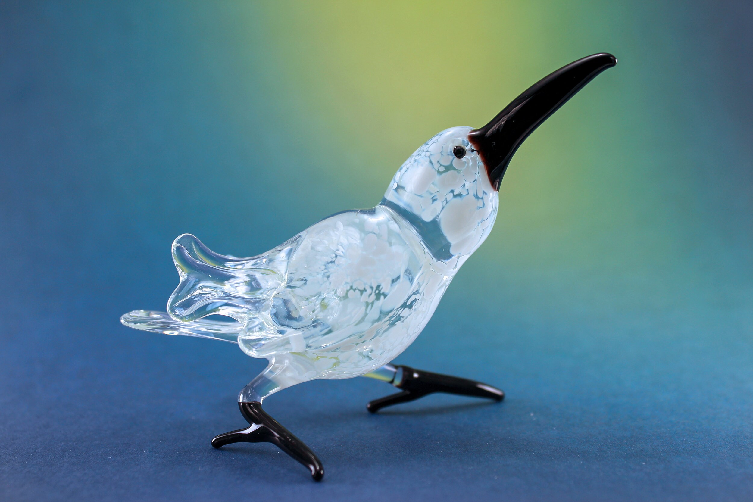 Raven Figurine White Raven Art Glass Etsy